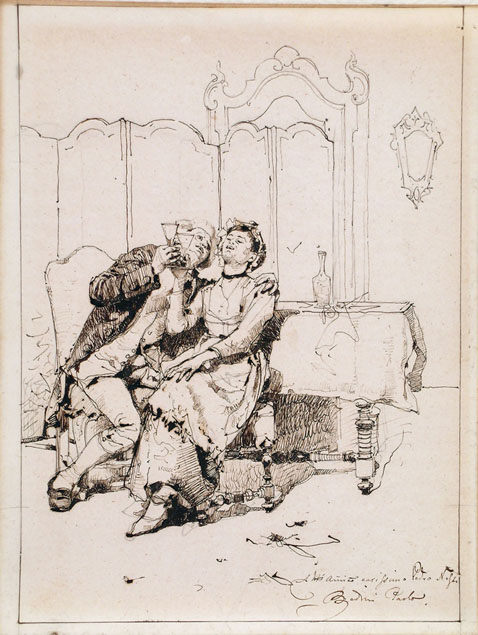 Paolo Bedini, a couple in 18th century costume